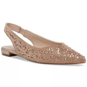 Madden Girl Devin  Pink Rhinestone Pointed Toe Slingback Flats Size 7.5